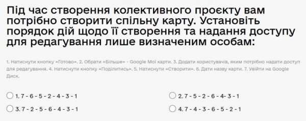 Під час створення колективного проєкту вам потрібно створити спільну карту. Установіть порядок дій...