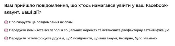 Вам прийшло повідомлення, що хтось намагався увійти у ваш Facebook-акаунт. Ваші дії?