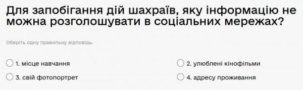 Для запобігання дій шахраїв, яку інформацію не можна розголошувати в соціальних мережах?